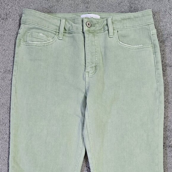 Vervet Melissa Pale Mint Green Straight Leg Cropped Jean Raw Hem V3370MI - Picture 5 of 10